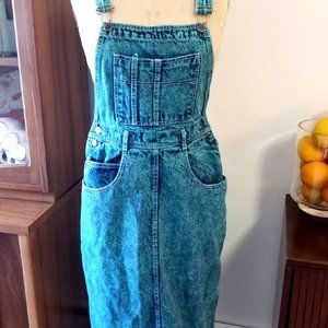 Rare Style Vintage ACID WASHED Turquoise SKIRT OVERALLS